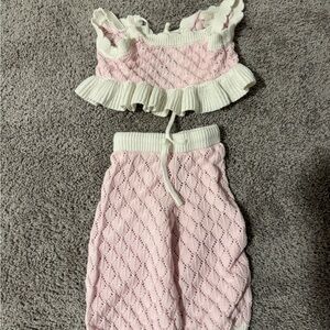 Atlas grey Pink and White Knit Two-Piece Set